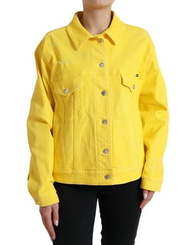 Dolce & Gabbana Cotton Denim Jeans Coat Jacket - Yellow