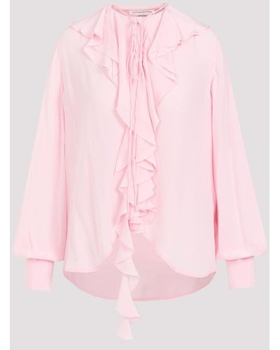 Victoria Beckham Orchid Romantic Silk Blouse - Pink