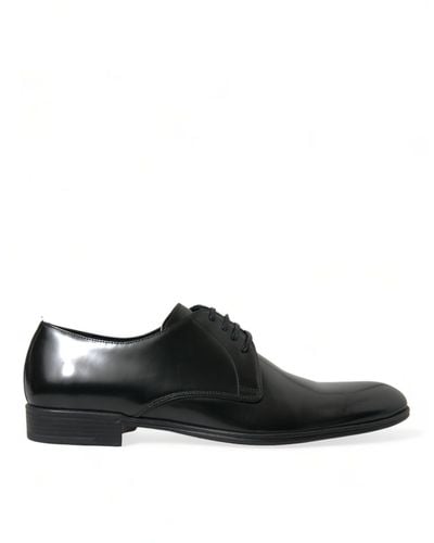 Dolce & Gabbana Black Leather Lace Up Men Dress Derby Shoes