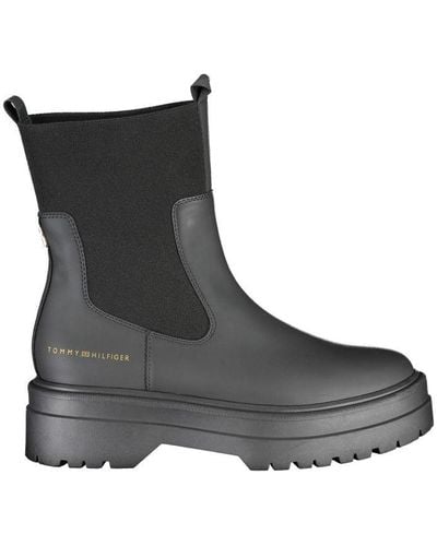 Tommy Hilfiger Elegant Ankle Boot With Contrast Details - Black