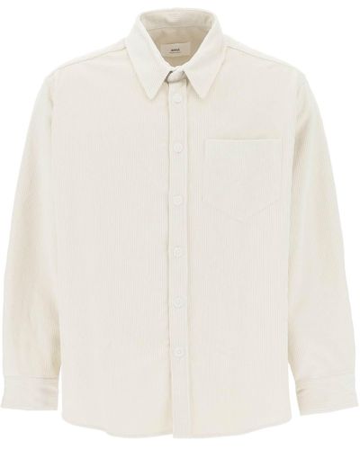 Ami Paris Cotton Corduroy Overshirt - White