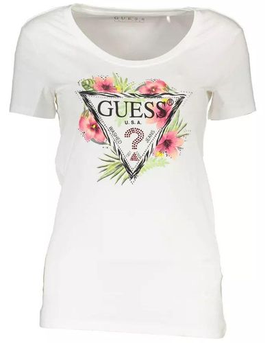 Guess White Cotton Tops & T