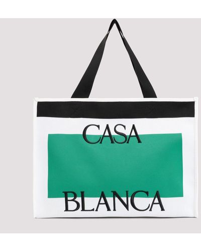 Casablancabrand White And Green Knitted Polyester Shopper Bag