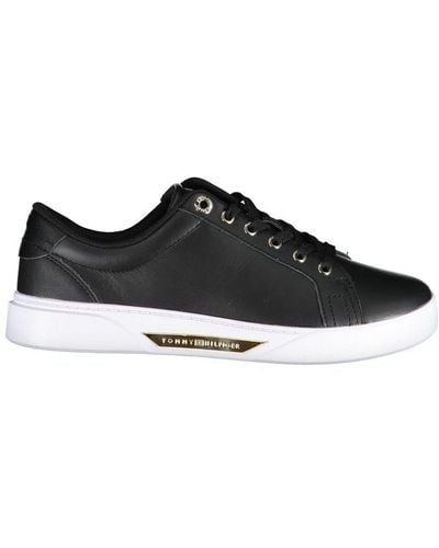 Tommy Hilfiger Chic Lace-Up Trainers With Contrast Sole - Black