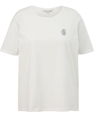 TRIANGL T-Shirt mit Rundhals und kleinem Print - Weiß