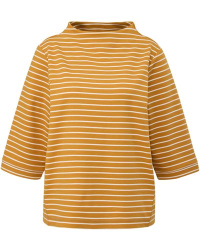 TRIANGL Gestreiftes Sweatshirt mit Stehkragen - Gelb