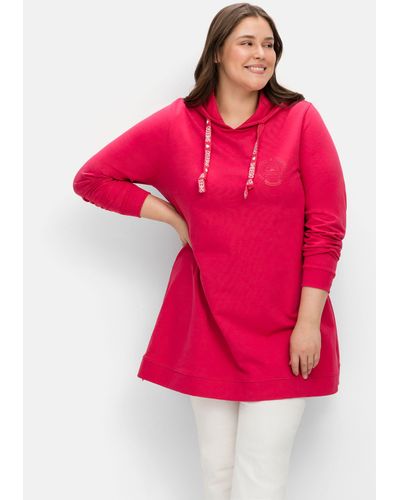 Sheego Kapuzensweatshirt mit seitlichen Zippern - Pink