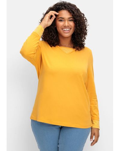 Sheego Shirt mit Streifendetails - Orange