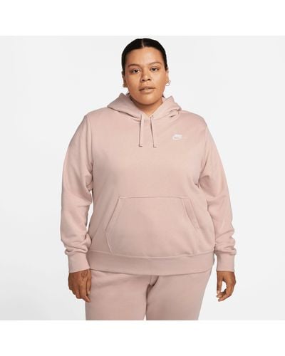 Nike Kapuzensweatshirt CLUB FLEECE WOMEN'S PULLOVER HOODIE (PLUS SIZE) - Pink