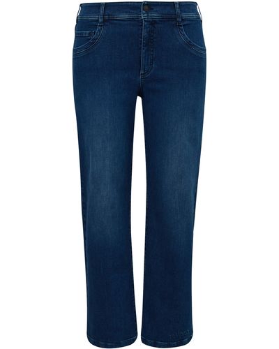 Triangle Weite Five-Pocket-Jeans mit Used-Effekten - Blau