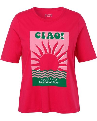 Via Appia Due T-Shirt mit Frontdruck und Halbärmeln - Rot