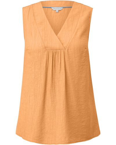 TRIANGL Ärmellose Crêpe-Bluse mit V-Ausschnitt - Orange
