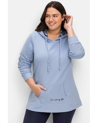 Sheego Relax-Kapuzensweatshirt mit Kängurutasche - Blau