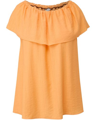 TRIANGL Ärmellose Bluse mit Carmenausschnitt - Orange