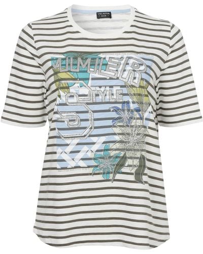 Via Appia Due Gestreiftes T-Shirt mit Frontdruck und Glitzerdetails - Blau