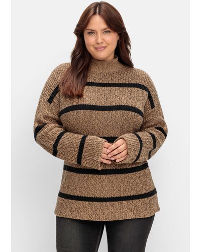 Sheego Pullover in Boxy-Form - Braun