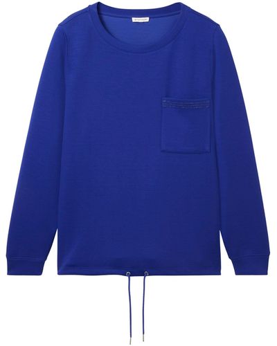 Tom Tailor Sweatshirt mit Brusttasche und Kordelzug am Saum - Blau