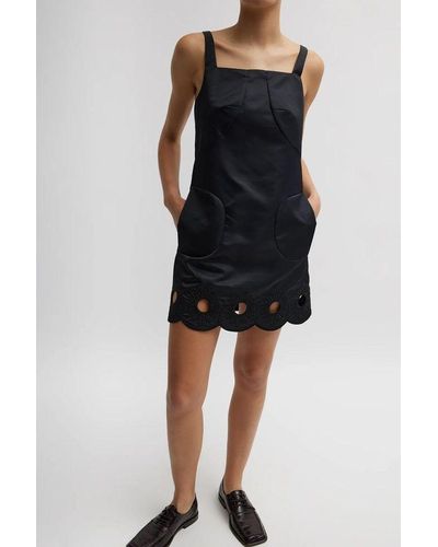 Tibi Daisy Embroidery Short Dress - Black