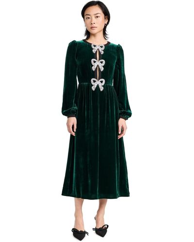 Saloni Camille Bows Dress - Green