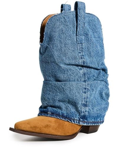 R13 Chunky Cowboy Boots - Blue