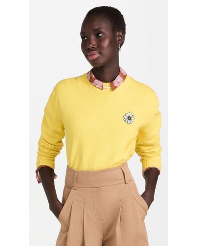 Mira Mikati Daisy Embroidered Sweater - Yellow