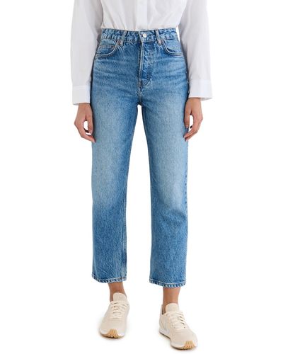 Reformation Cynthia High Rise Straight Cropped Jeans - Blue