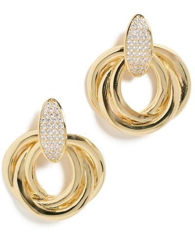 By Adina Eden Pave Dangling Twisted Knot Stud Earrings - Metallic