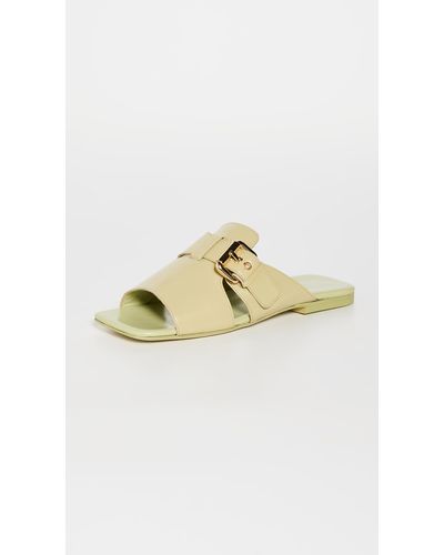 BY FAR Lago Olive Semi Patent Leather Slides - Green
