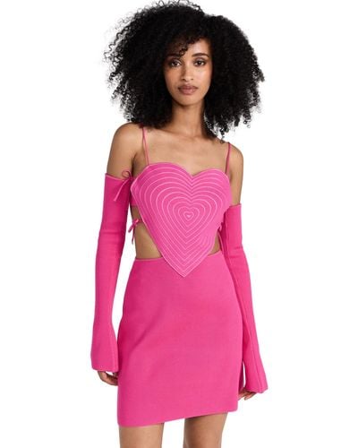Mach & Mach Heart Mini Dress With Side Bow Straps - Pink