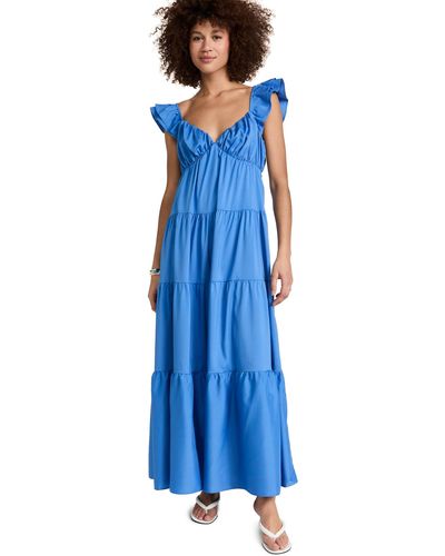 English Factory Engish Factory Ruffe Seeve Maxi Dress Bue - Blue