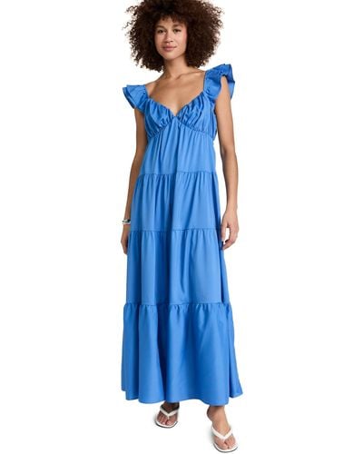 English Factory Ruffle Sleeve Maxi Dress - Blue