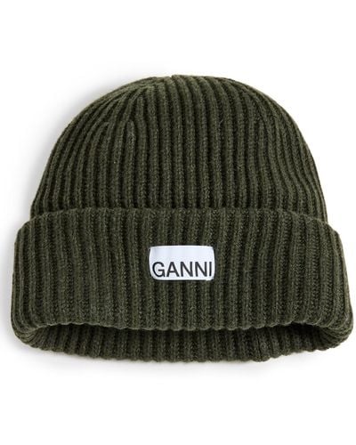 Ganni Structured Rib Beanie - Green