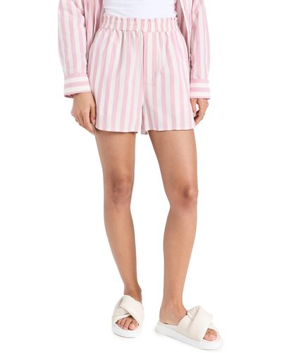 Madewell Pull-on Shorts In Striped Signature Poplin - Pink