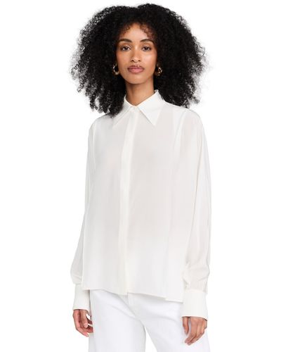 Another Tomorrow Convertible Pleated Wrap Shirt - White