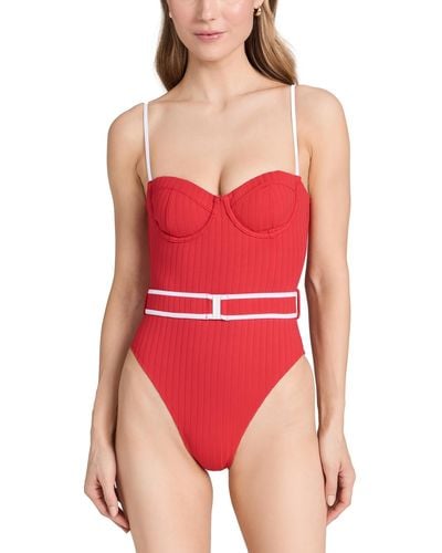 Solid & Striped Oid & Triped Pencer One Piece Iptick - Red
