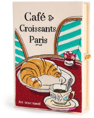 Olympia Le-Tan Café And Croissants Book Clutch - White