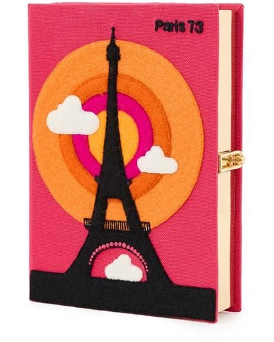 Olympia Le-Tan Book Clutch Paris 73 Strapped - Pink