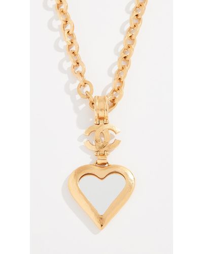 What Goes Around Comes Around Chanel Heart Mirror Necklace - Metallic