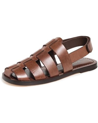 Loeffler Randall Sawyer Leather Caged Flat Sandals 6 - Brown