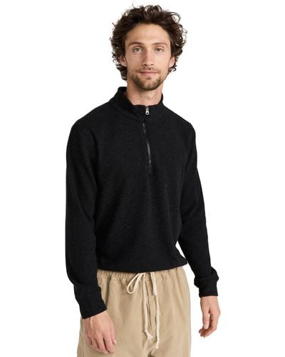 Faherty Egend Weater Quarter Zip Puover Heathered Back Twi X - Black