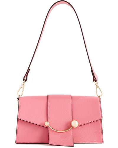 Strathberry Mini Crescent Leather Crossbody Bag - Pink