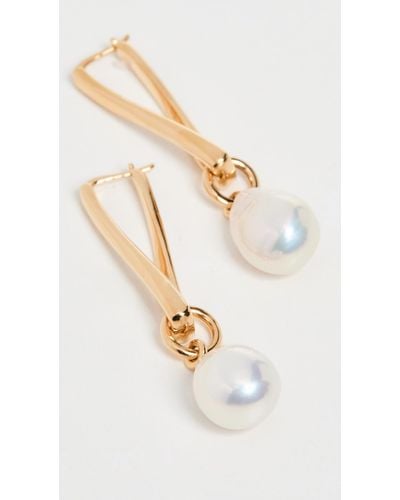 Missoma Gold Pirouette White Pearl Hoop Earrings - Multicolour