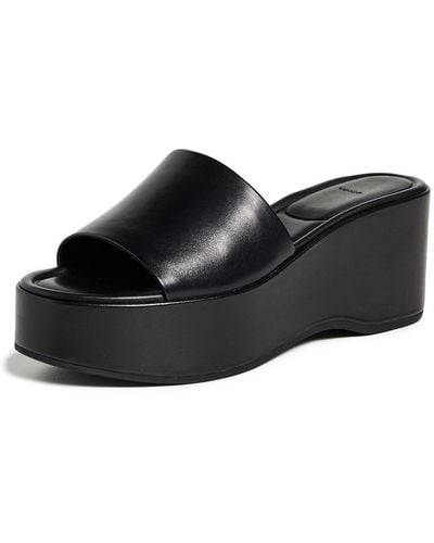 Vince S Polina Platform Slide Sandals Black Leather 8.5 M