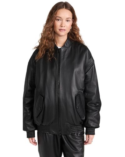 Wardrobe NYC Closet. Nyc Leather Bomber Jacket - Black