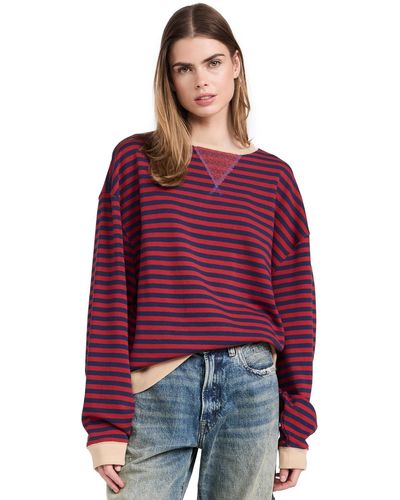 Free People Free Peope Caic Triped Crew Weathirt Nautica Combo - Red