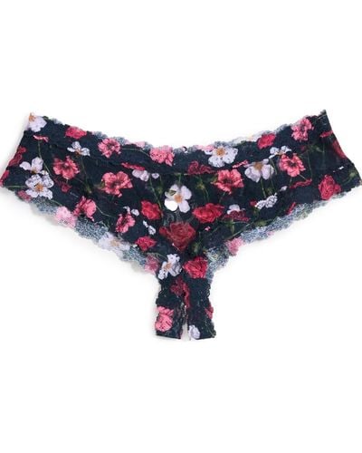 Hanky Panky Open Gusset Cheeky Hipster Panties Back/red - Blue