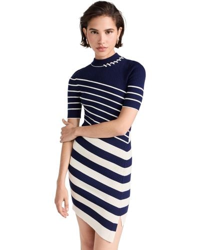 Jonathan Simkhai Sikhai Noah Ock Neck Ini Dress Idnight Stripe - Blue