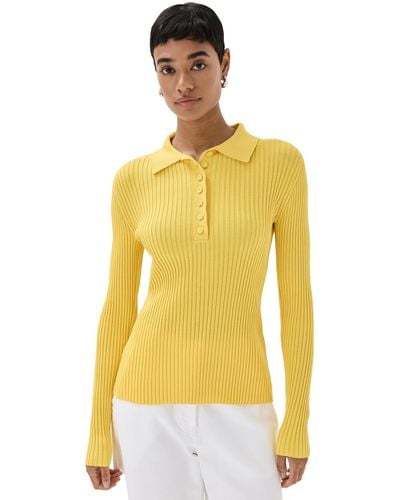 Another Tomorrow Another Toorrow Ribbed Knit Poo Bright Chartruee - Yellow