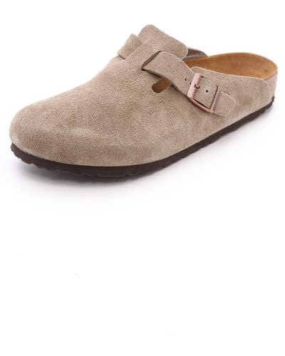 Birkenstock Boston Soft Footbed Suede Leather Clogs From Finish Line - Natural
