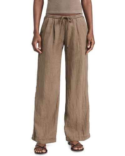 James Perse Wide Leg Relaxed Linen Pants - Natural